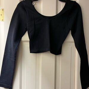 Aeropostale Black Long Sleeve Crop Bodysuit